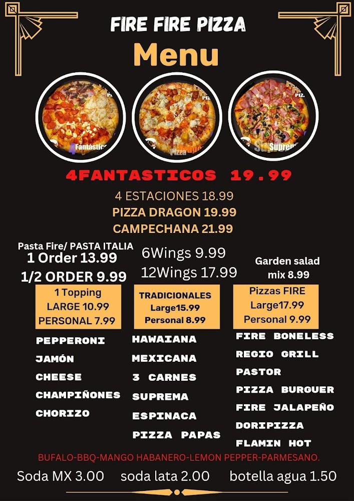 Fire Fire Pizza Menu image 1