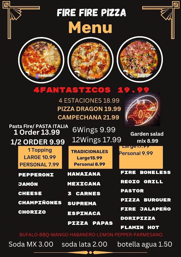 Fire Fire Pizza Menu image 2